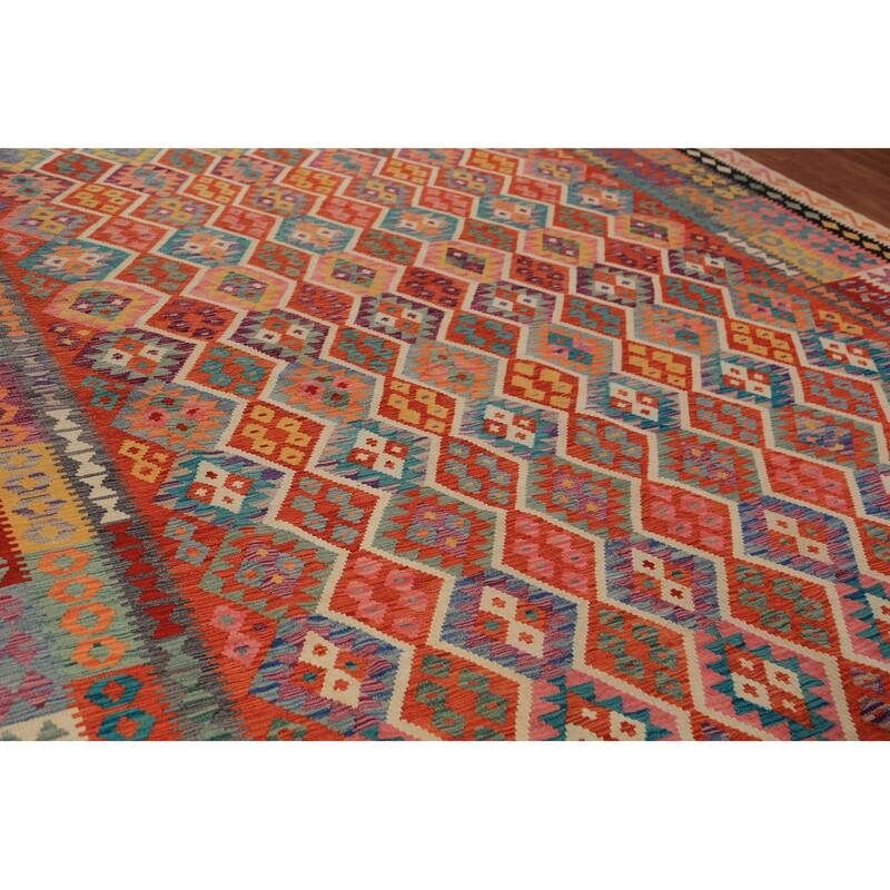 Southwestern Style Kilim Oriental Large Rug Flatweave Wool Carpet - 10'0"x 14'9"