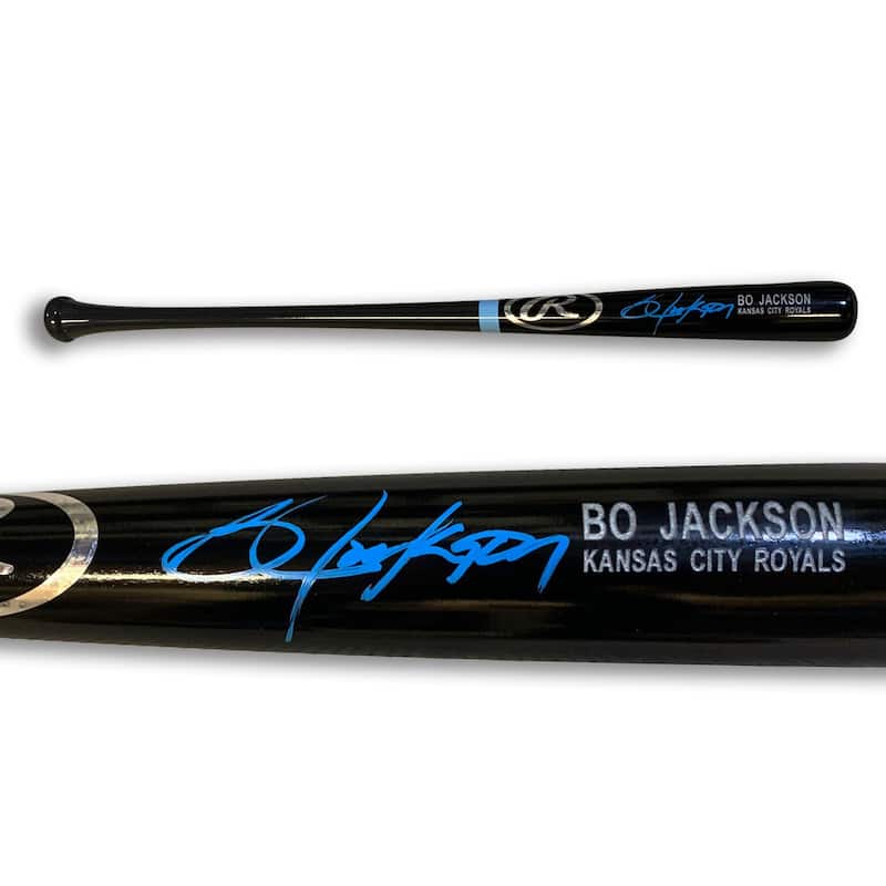 Bo Jackson Autographed 34" Signed Black Baseball Bat Beckett COA - 8'6" x 11'6"