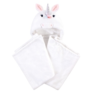 Hudson Baby Infant Girl Hooded Animal Face Plush Blanket, Rainbow Unicorn, One Size - Rainbow Unicorn - One Size