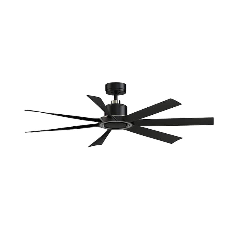 Lenzi 60 inch Indoor/Outdoor Ceiling Fan with LED Light Kit - Black - Brushed Nickel Blades - 60 Inches