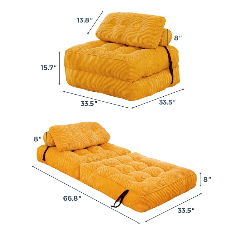8"Corduroy Folding Couch Sofa Bed,Single
