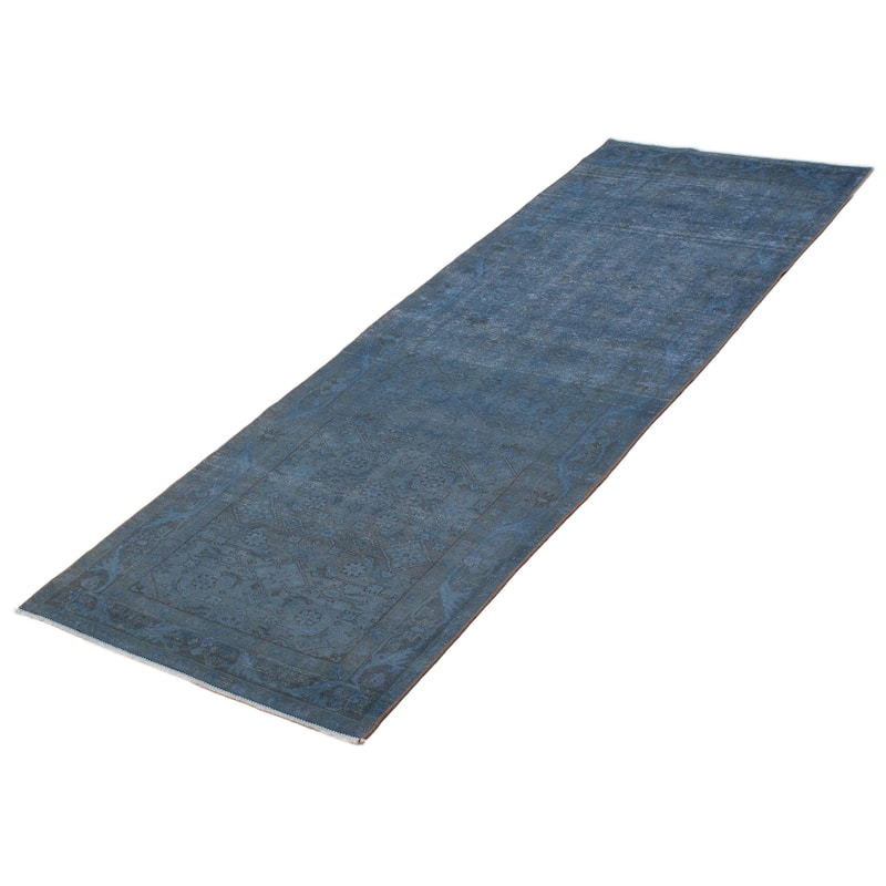 ECARPETGALLERY Hand-knotted Color Transition Sky Blue Wool Rug - 3'6 x 9'8