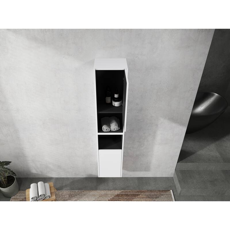 12" Bathroom Side Cabinet,2-Soft Close Doors,Float Mounting Design