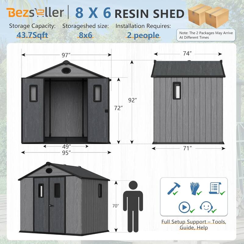 Bezseller Outdoor Storage Tool Shed with Door and Floor