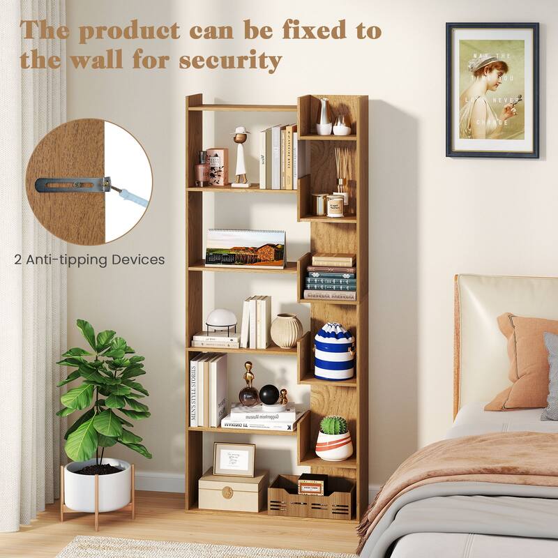 Costway 1/2 PCS 6-tier Bookshelf Tall Display Shelf with 11 Open - See Details