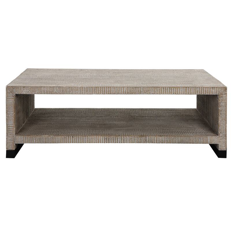Uttermost Bosk White Washed Coffee Table - 54"W x 18"H x 30"D - Beige - 54"W x 18"H x 30"D