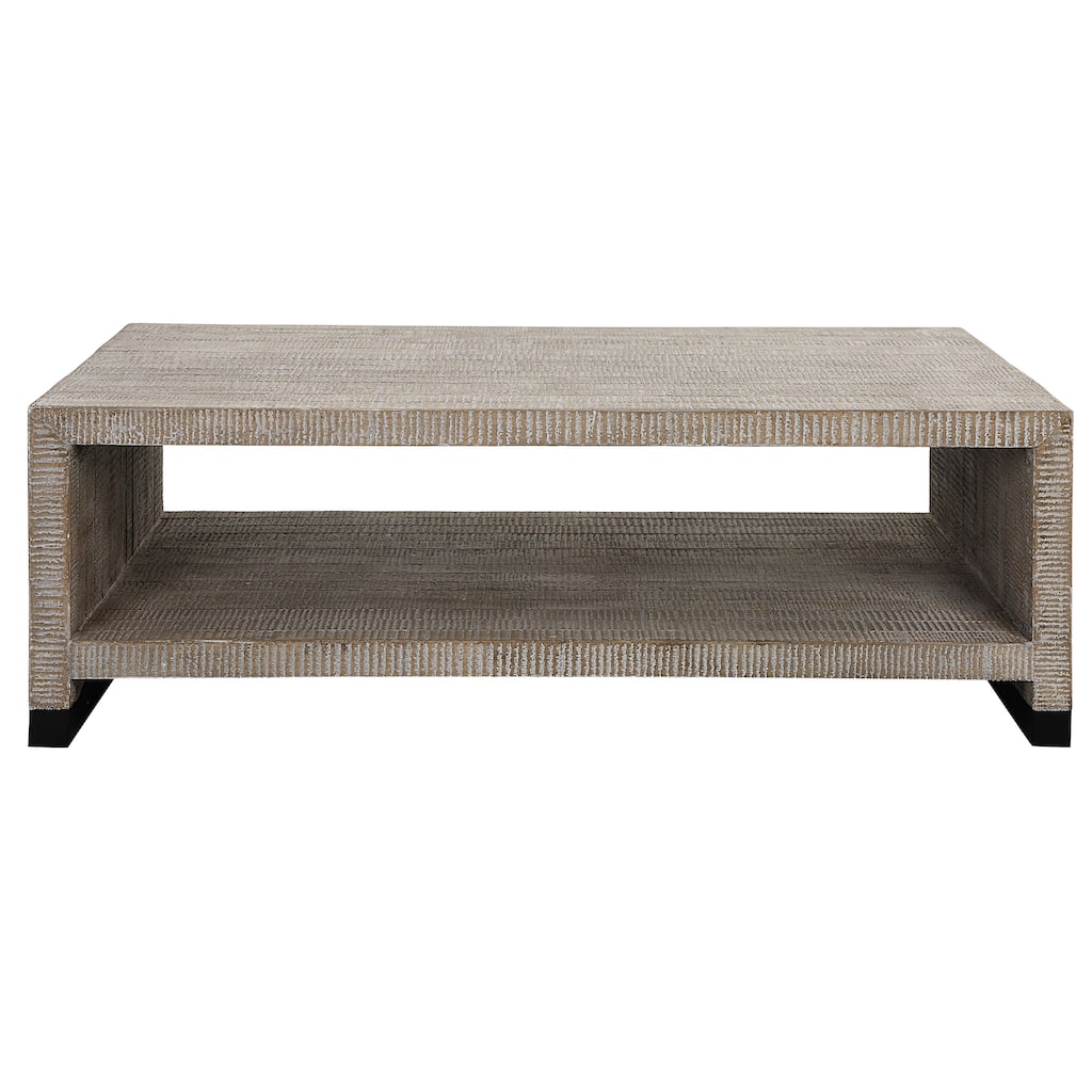 Uttermost Bosk White Washed Coffee Table - 54"W x 18"H x 30"D