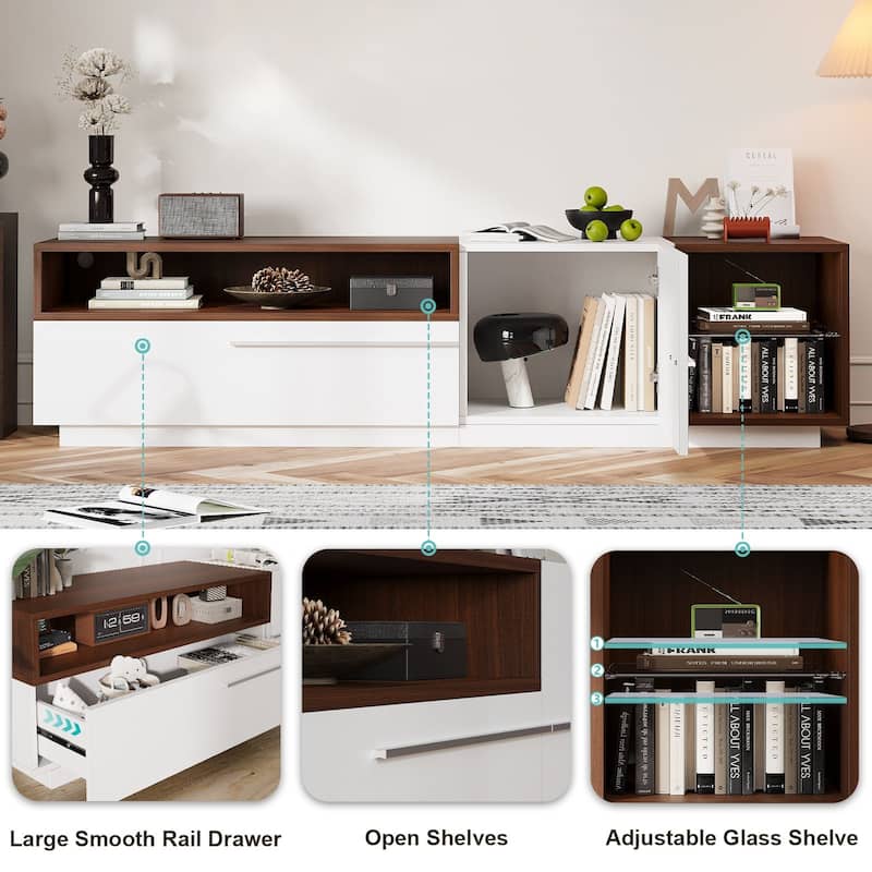 Gymojoy 71" LED TV Stand for 70-80 inch TV, Modern Entertainment Center with Storage Cabinet, Minimalist TV Console. - 71"W.