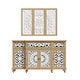 preview thumbnail 10 of 31, Rustic Carved Wood Sideboard Cabinet with Bonus Matching Wall Art Buffet Console Table