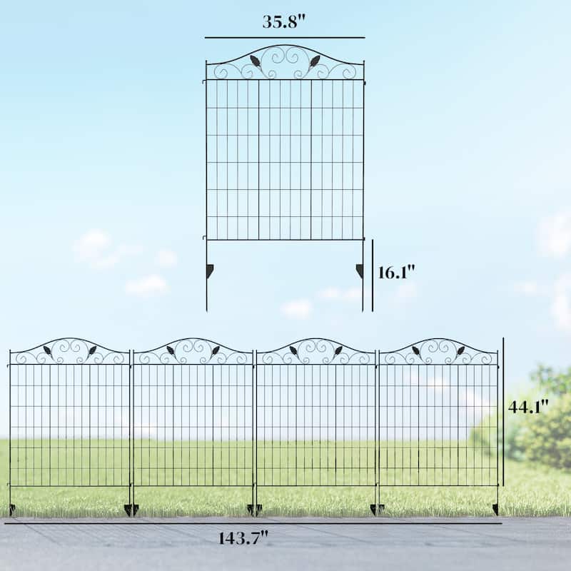 Outsunny Garden Decorative Fence 4 Panels 44in x 12ft Steel Wire Border Edging for Landscaping