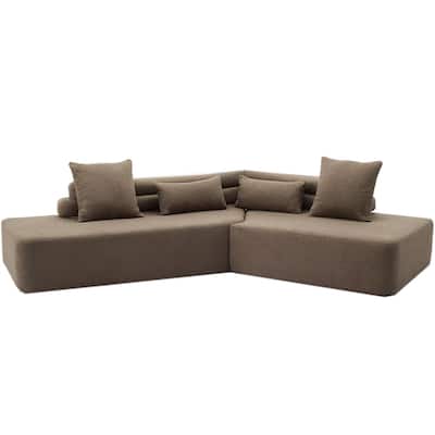 128Inch Cloud Sectional Couch,Modern Boucle Teddy Fabric Modular Sofa