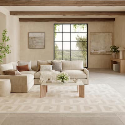 Nourison Nordic Indoor only Beige Geometric Area Rug