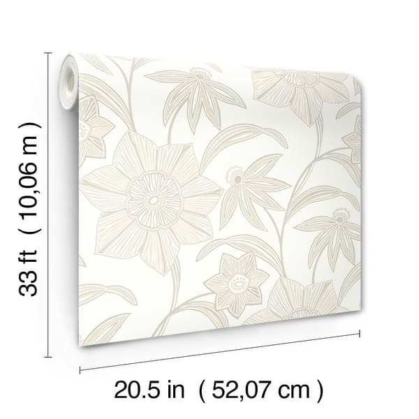 A-Street Prints Star Flower Beige Floral Trail Wallpaper