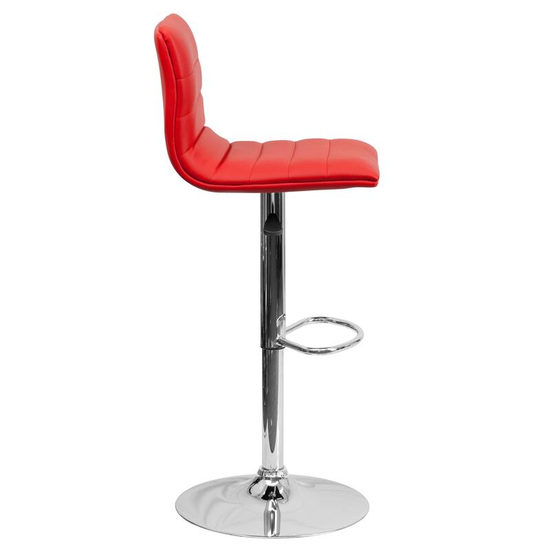 Modern Vinyl Stitch Back Adjustable Height Barstool - 16"W x 19"D x 35" - 44"H
