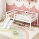 preview thumbnail 3 of 8, White Twin Size Pine Wood Low Loft Bed with Slide and Ladder