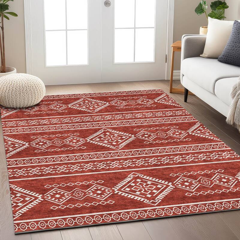 Machine Washable Indoor/ Outdoor Chantille Moroccan Boho Rug