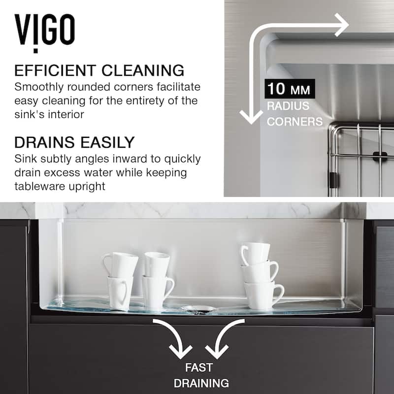 Vigo Oxford 36" Farmhouse Single Basin Stainless Steel Kitchen Sink