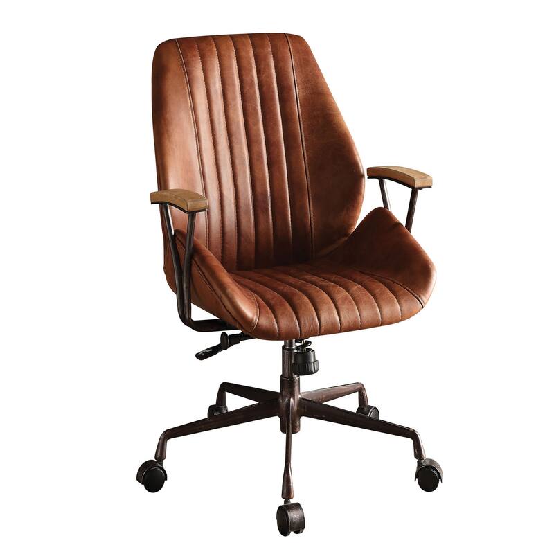 Top Grain Leather Executive Office Chair, Swivel Seat with Pneumatic Lift, Stylish and Functional Design - Brown