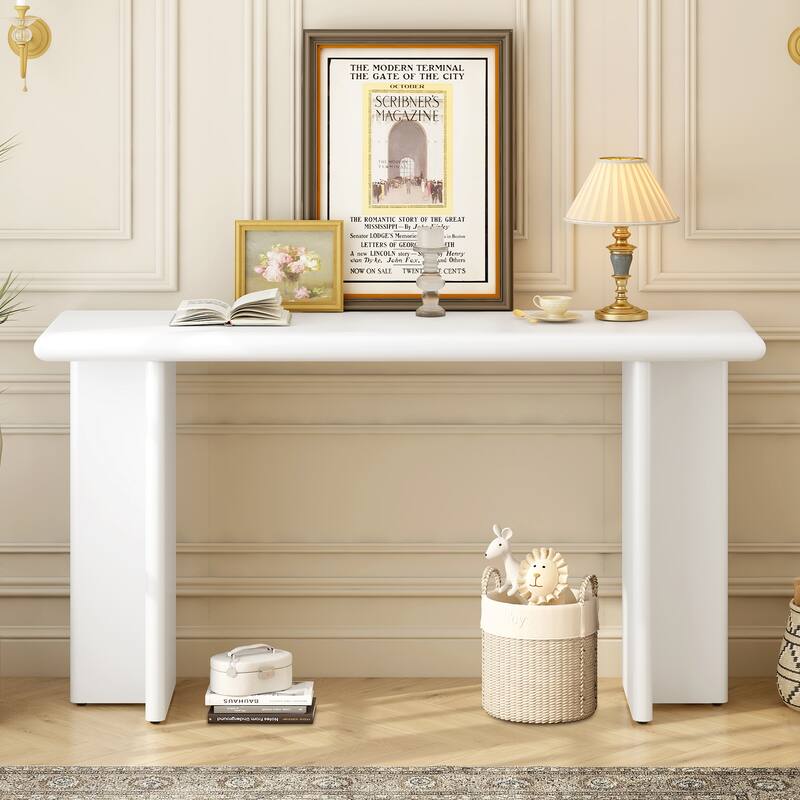 Modern 59" Long Entryway Console Table with L Shaped Legs