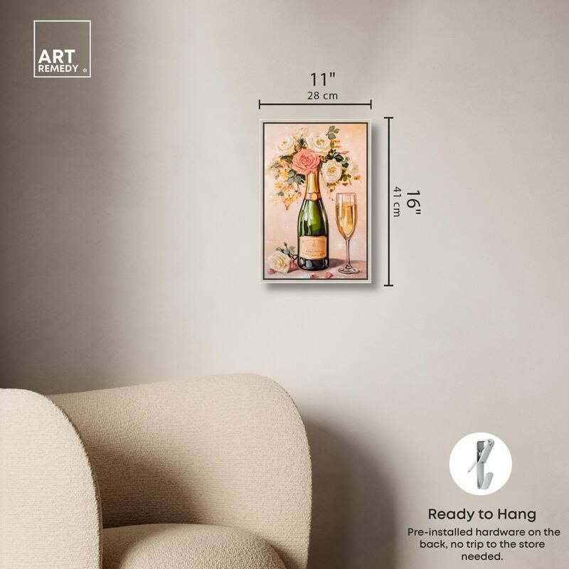 Blooming Champagne Vase Canvas by Art Remedy
