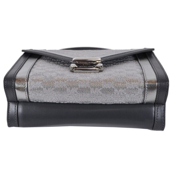 whitney large metallic logo jacquard convertible shoulder bag