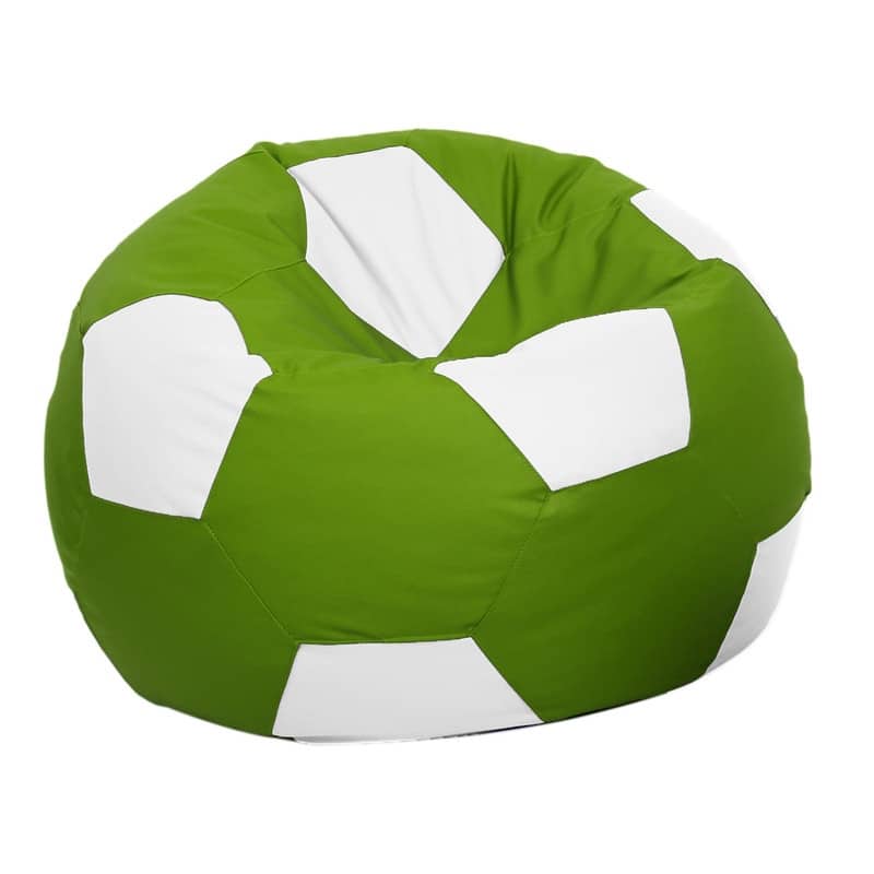 Leatherette Bean Bag Cover Without Filler, Ideal for Children and Teenagers by Ample Decor - GREEN-WHITE
