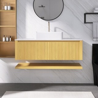 48 inch Plywood Floating Bathroom Vanity with Rectangular Vessel ...