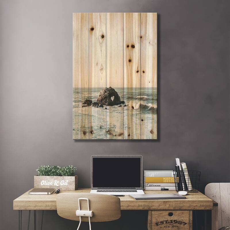 Boulder Print On Wood by Sisi & Seb - Multi-Color