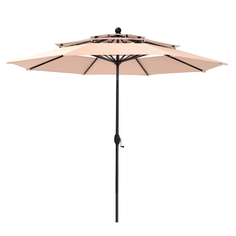 Outdoor 6-piece Patio Dining Set, 1 Square Metal table, 4 Adjustable Folding Chairs and 10ft Umbrella