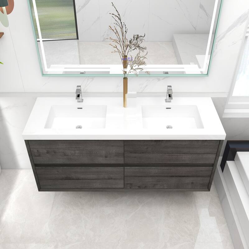 Selina 60" Wall Mounted Vanity with Double Sink