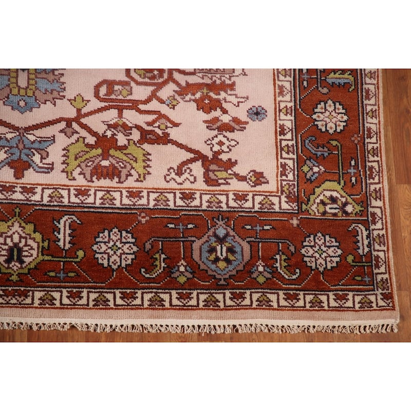 Transitional Pink Oushak Area Rug Handmade Oriental Wool Carpet - 7'10"x 9'10"