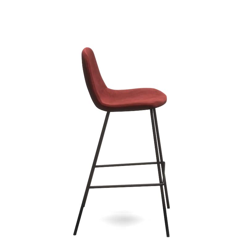 Maxine Velvet Counter Height Stools Black Legs (Set of 2)
