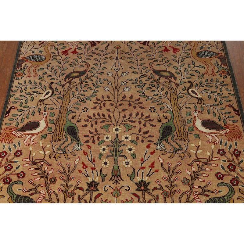Animals Design Ziegler Area Rug Hand-Knotted Oriental Wool Carpet - 7'11" x 9'10"