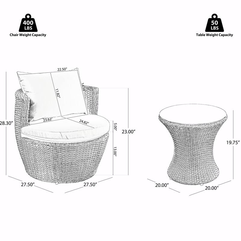 Cozy 3-Piece Outdoor Chat Set with Rattan Weave