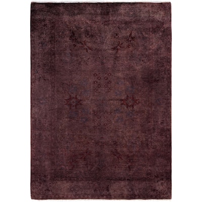 Overdyed One-of-a-Kind Hand-Knotted Area Rug - Purple - 4' 2" x 5' 9"