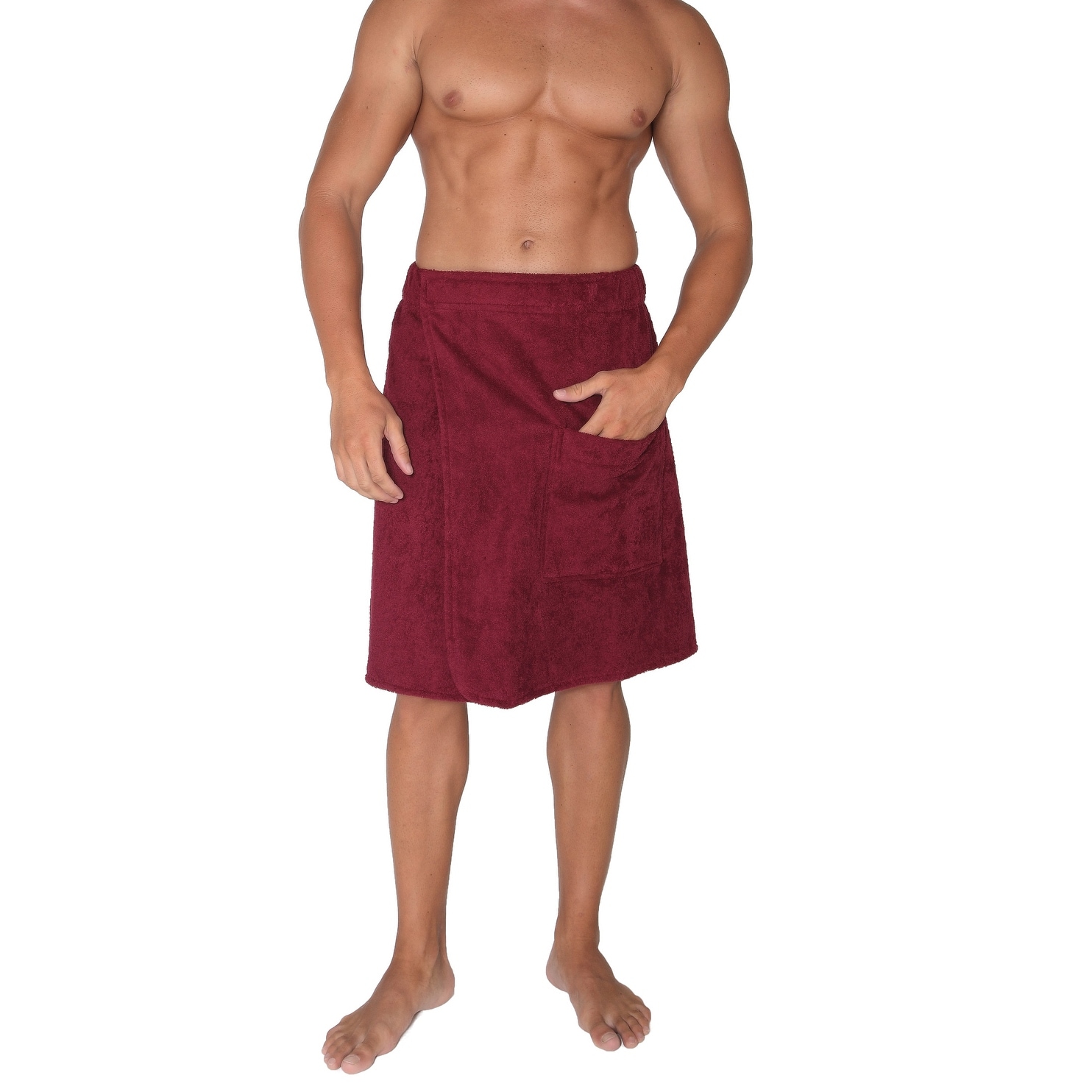 Turkish Cotton Terry Velour Adjustable Body Wrap Towel for Men (White, One  Size)