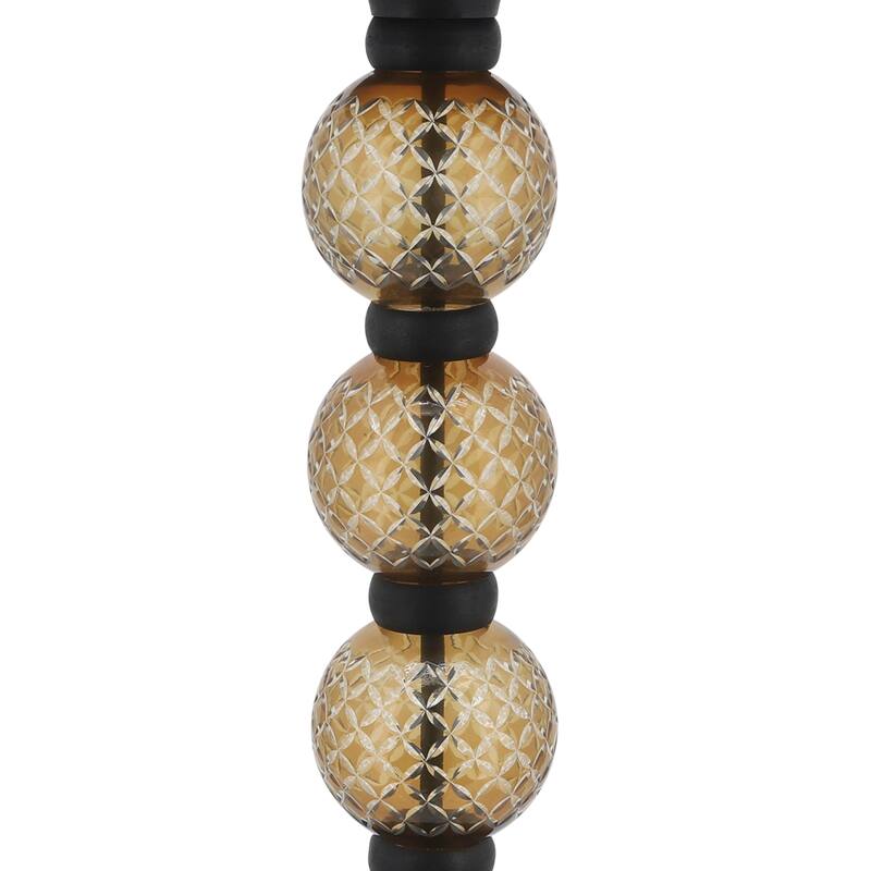 Sagebrook Home Modern Mirrored Top Side Table with Metal Base Contemporary Black and Gold Orb Accent Table