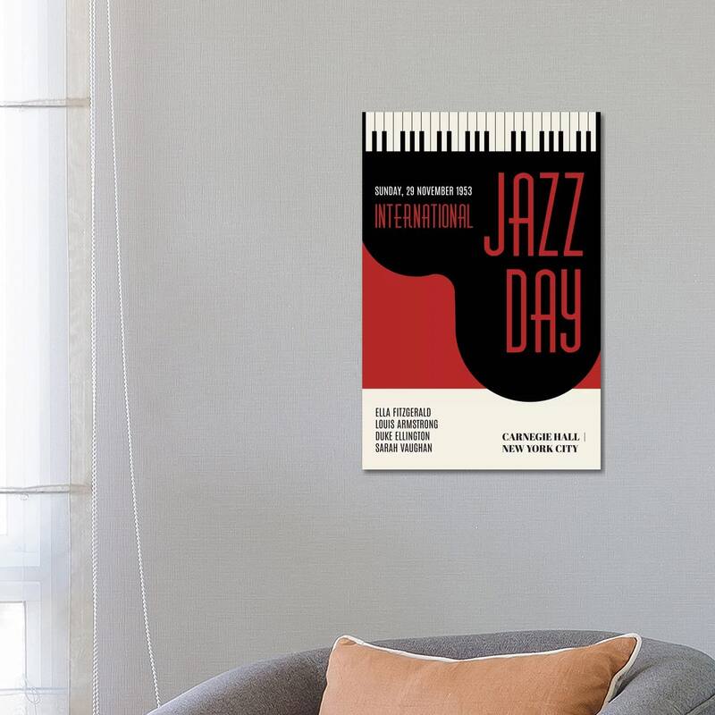iCanvas "Jazzy Days - Dark Red" by Kubistika Canvas Print - 26x18x1.5