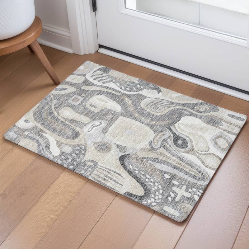 Machine Washable Indoor/ Outdoor Modern Picasy Chantille Rug