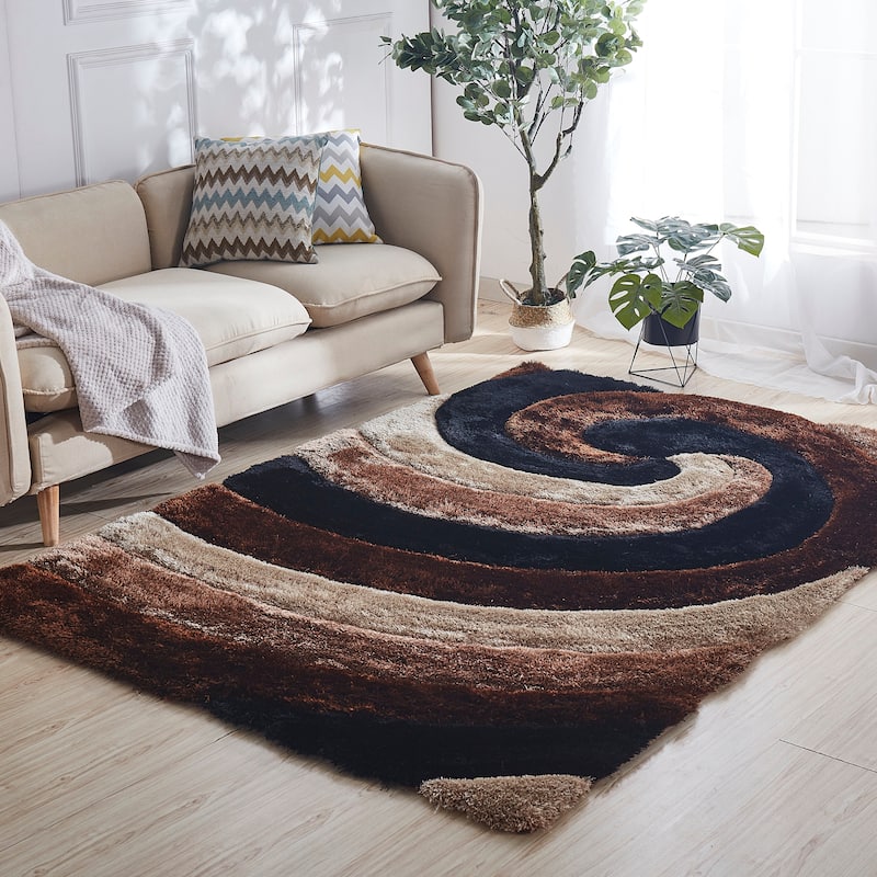 Mateos Shag Collection Swirl Area Rug
