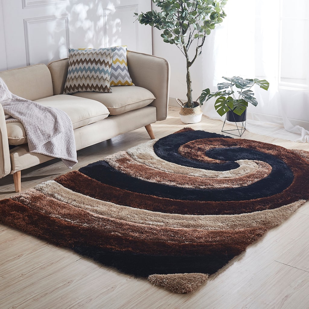 Mateos Shag Collection Swirl Area Rug