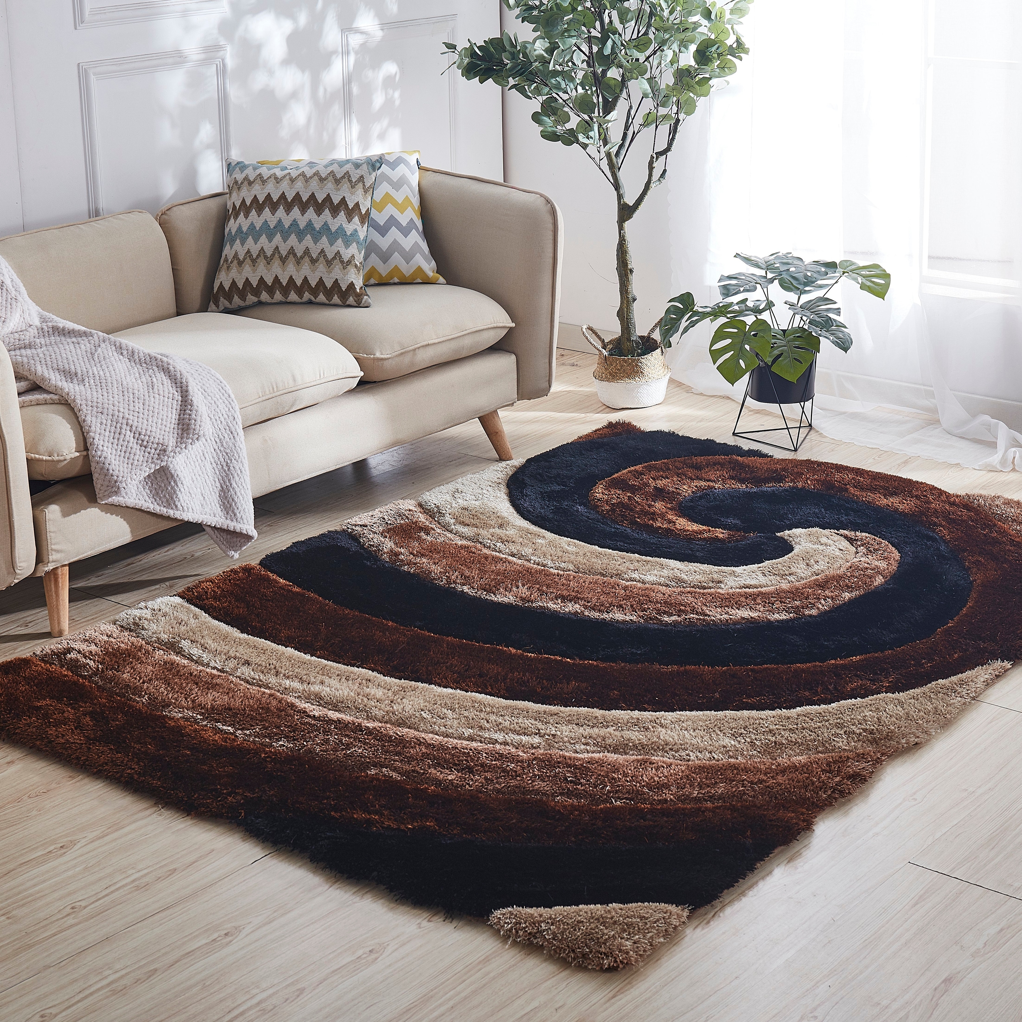 MDA Rugs Mateos Shag Collection Swirl Area Rug