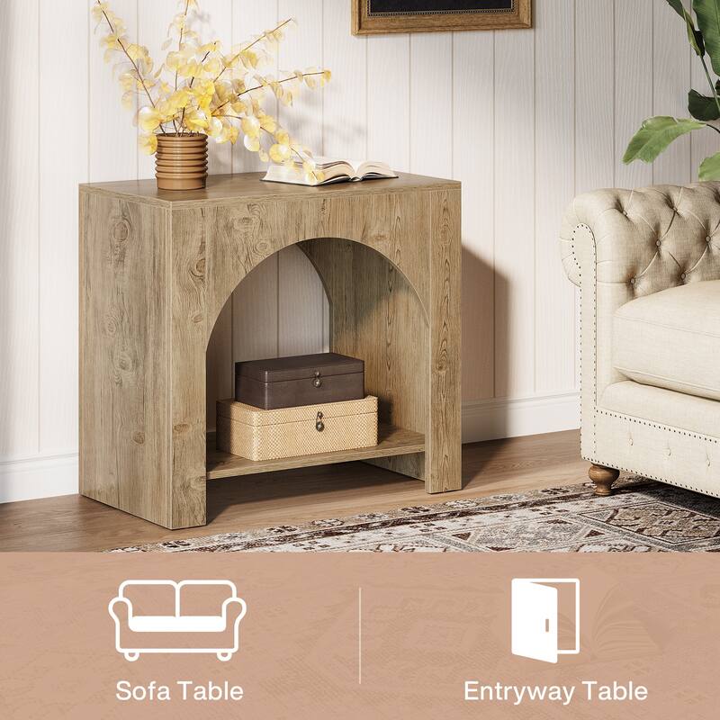 Farmhouse End Table for Living Room Large Side Table with Storage Sofa Table