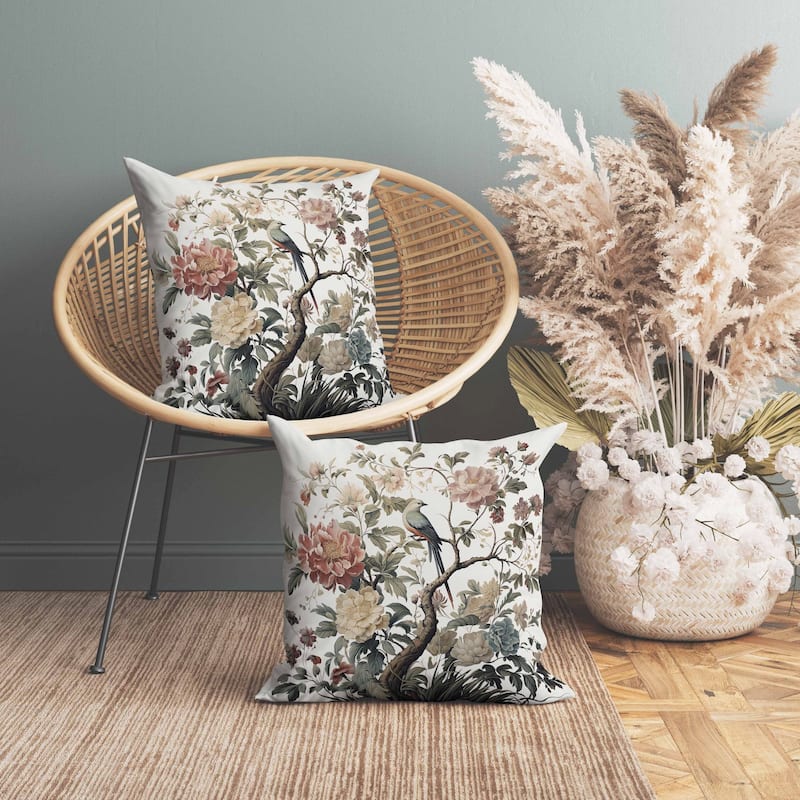 Bloom Bower Bliss Indoor/Outdoor Reversible Throw Pillow White and Green