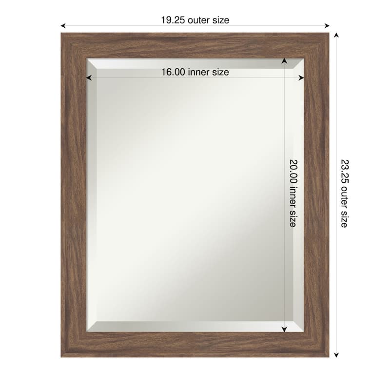 Pia Medium Brown Narrow Beveled Framed Wall Mirror - Pia Medium Brown Narrow - 19 x 23 in