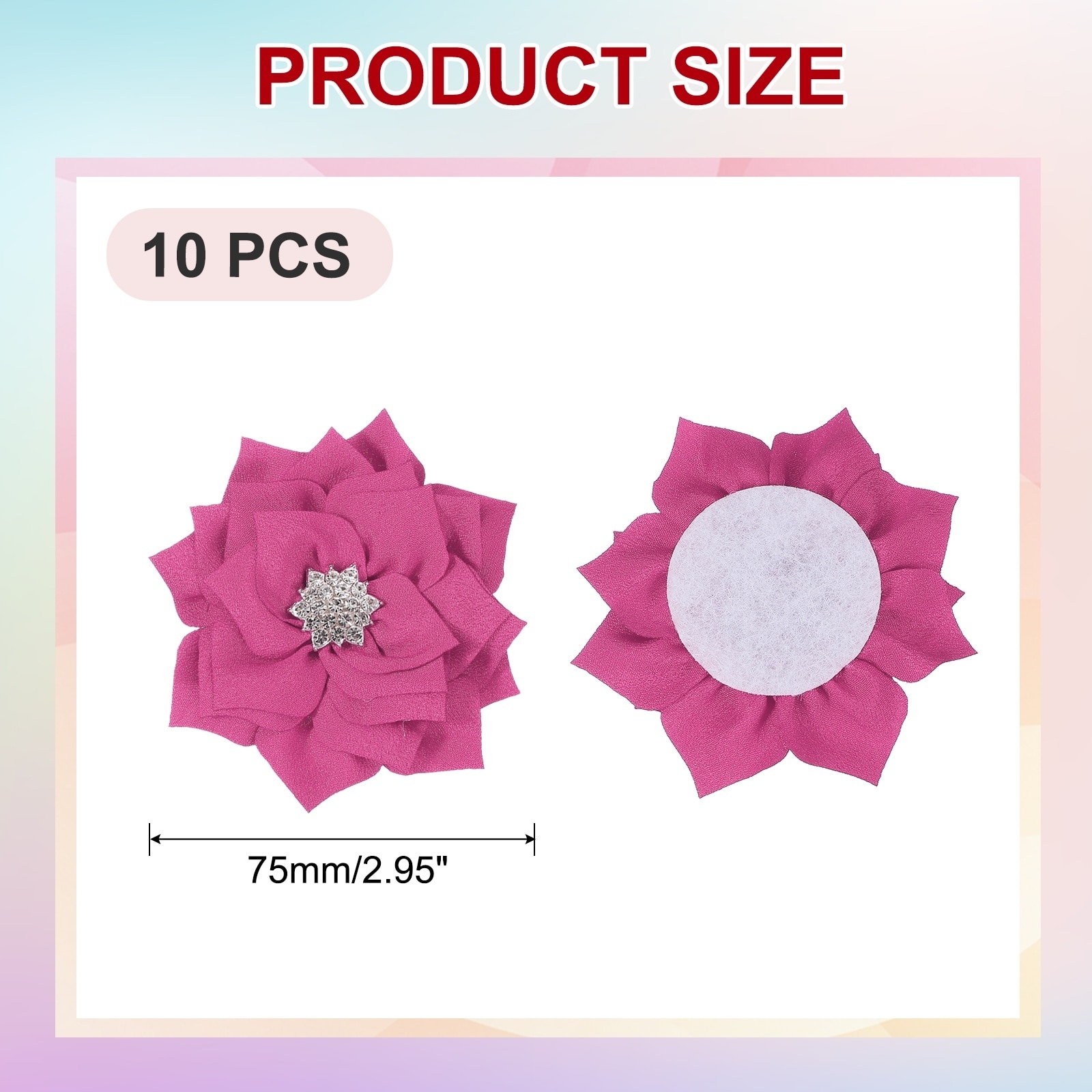 Rhinestone Pearl Chiffon Flower, Sewing Fabric Appliques for DIY Craft Clothing Headbands Wedding Decoration