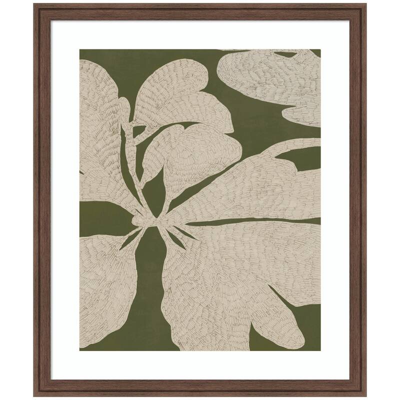 Kate and Laurel Leafy Whispers by Treechild Framed Wall Art Print - 22 x 26 - Brown