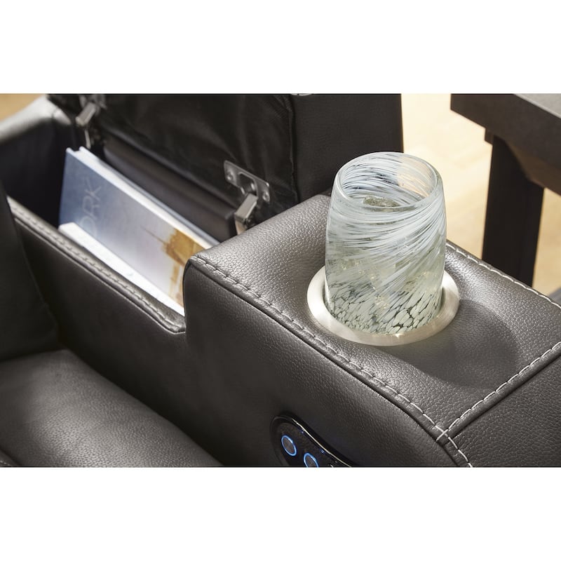 Signature Design by Ashley Fyne-Dyme Power Reclining Loveseat with Console - 74"W x 43"D x 43"H