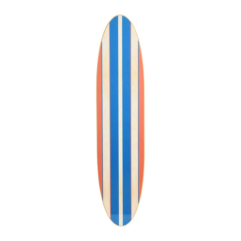 Lacquered Wood Surfboard Wall Décor (Hangs Vertical or Horizontal) - Blue