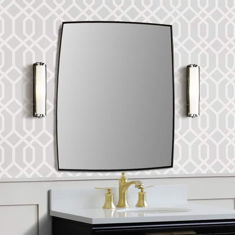 Rectangular Metal Frame Bathroom Vanity Mirror In Matte Black - 24 in. - 24 in. - Black